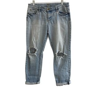Kut from the Kloth Jeans Womens 6 Distressed Light Wash Cuffed Grunge Mid Rise